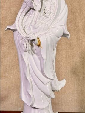 Antique Qing Dynasty Blanc de Chine Quan Yin Figure Early 1900s Chinese
